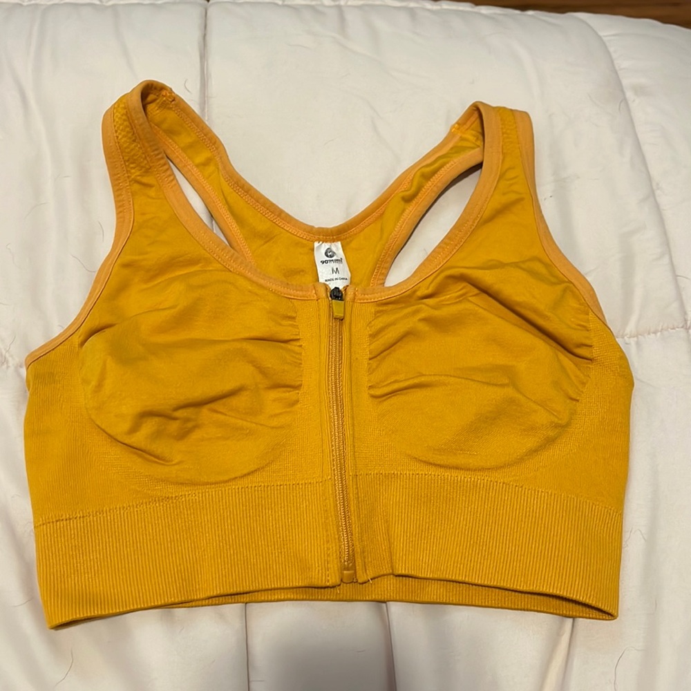 Mustard yellow sports bra